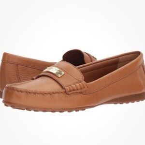 Coach Fredrica Loafers Tan Pebbled Leather Size 8.5 Slip On Flats Driving Mocs